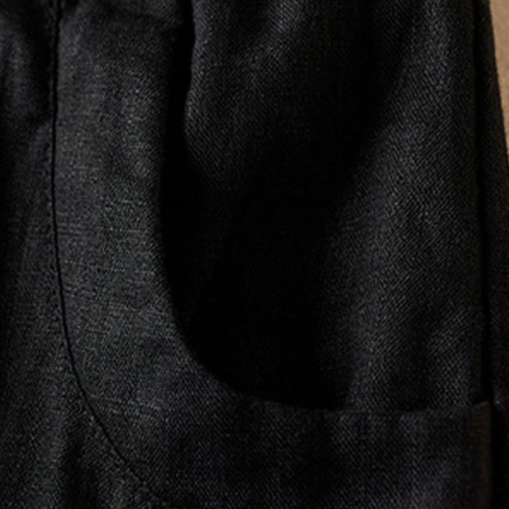 Pantalones cortos de lino y algodón con cordón bordado, diseño simple y salvaje de Buddha Stones, para mujer, con bolsillos