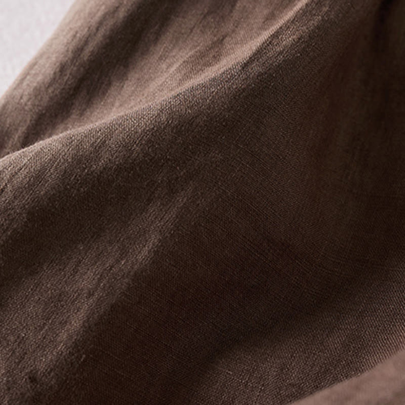 Pantalones cortos de lino y algodón con diseño arrugado sencillo de verano para mujer con bolsillos y Buddha Stones - image 26