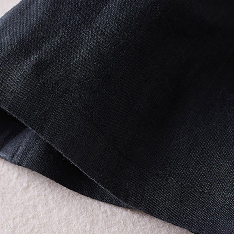 Pantalones cortos de lino y algodón con diseño arrugado sencillo de verano para mujer con bolsillos y Buddha Stones - image 12