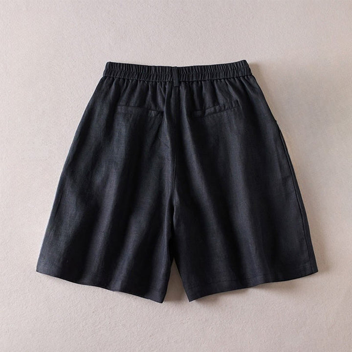 Pantalones cortos de lino y algodón con diseño arrugado sencillo de verano para mujer con bolsillos y Buddha Stones - image 8