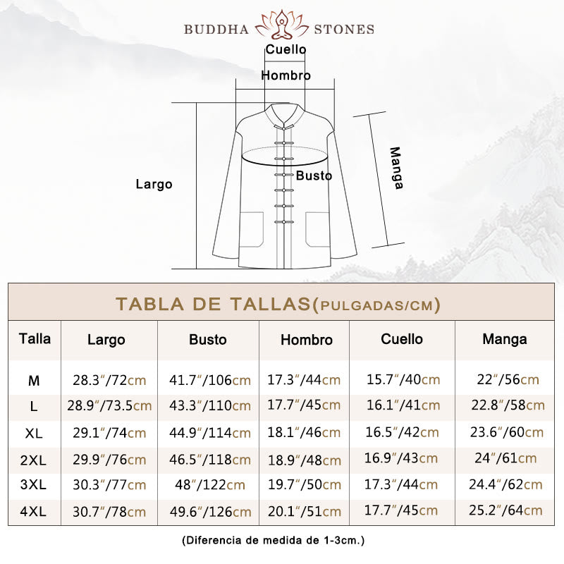 Camisa de manga larga con Buddha Stones Tang, ropa de algodón para hombre - image 8