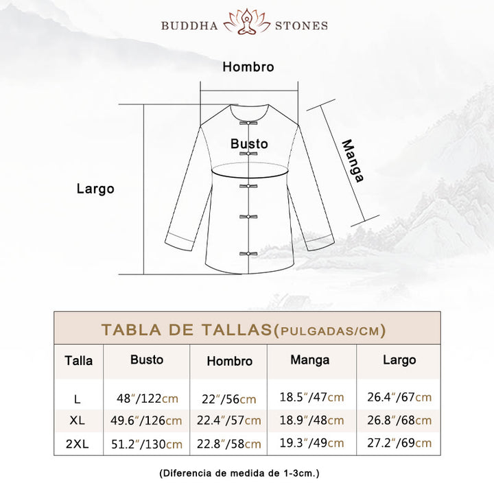 Camisa de manga larga con botones de color liso para mujer con Buddha Stones - image 5