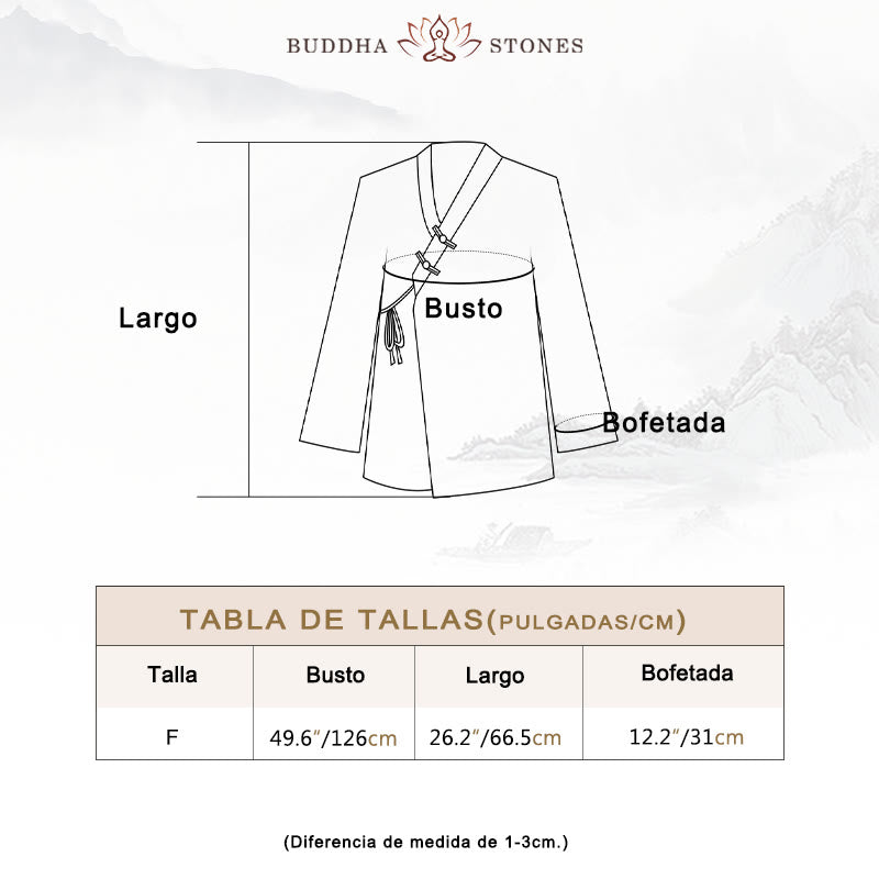 Chaqueta de lino de ramio con diseño Hanfu con botones de rana y Buddha Stones - image 5