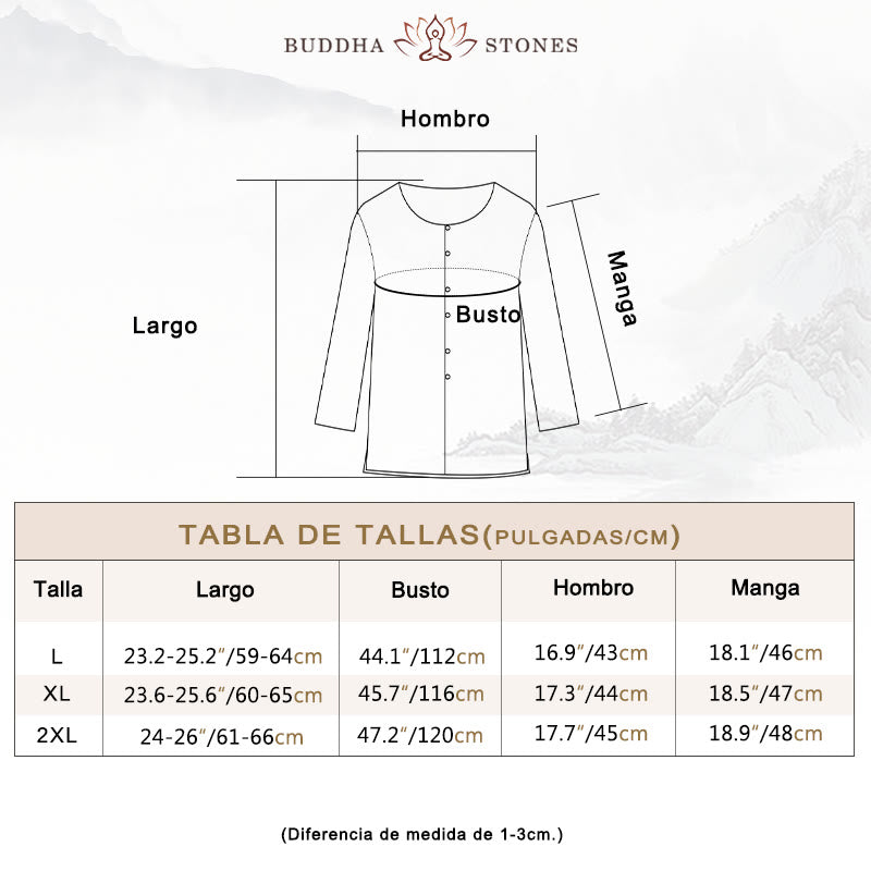 Blusa informal de cuello redondo con Buddha Stones , camisa de manga larga bordada, top de lino y algodón, camisas para mujer - image 5