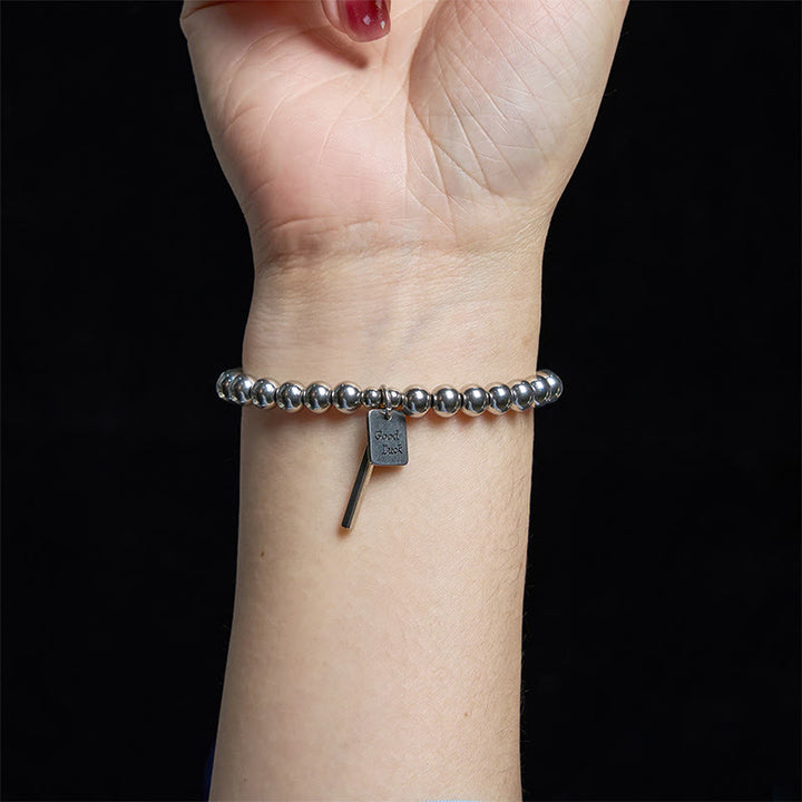 Pulsera de equilibrio de buena suerte de acero y titanio con Buddha Stones