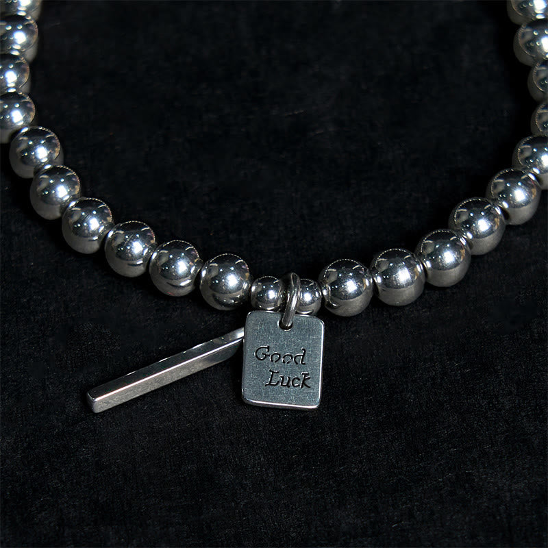 Pulsera de equilibrio de buena suerte de acero y titanio con Buddha Stones