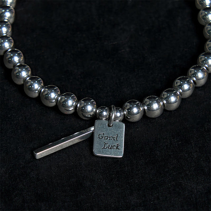 Pulsera de equilibrio de buena suerte de acero y titanio con Buddha Stones