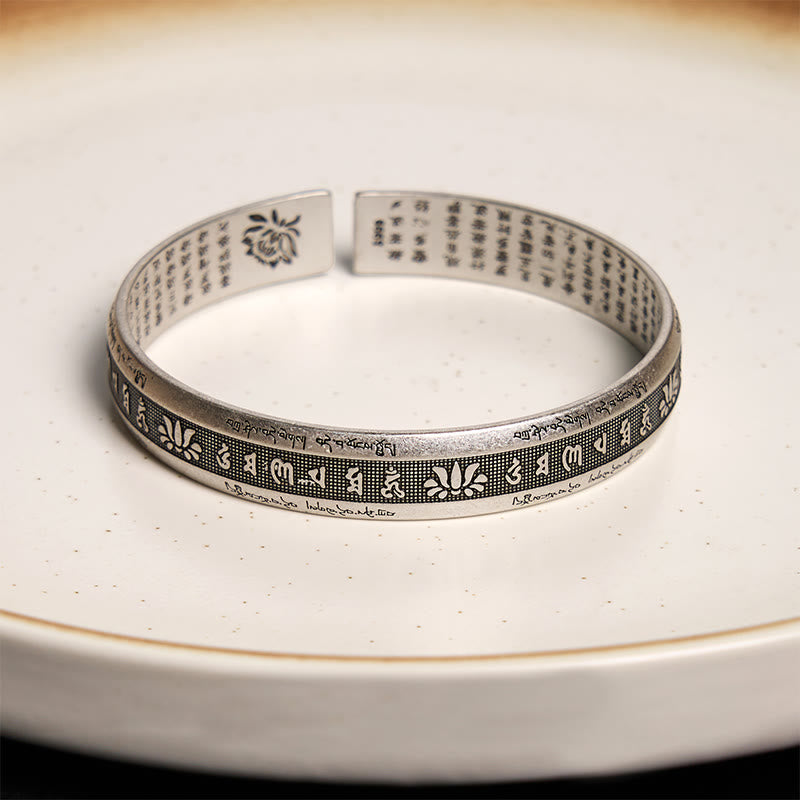 Brazalete con Buddha Stones Om Mani Padme Hum, corazón, Sutra, Mantra, loto, paz, meditación