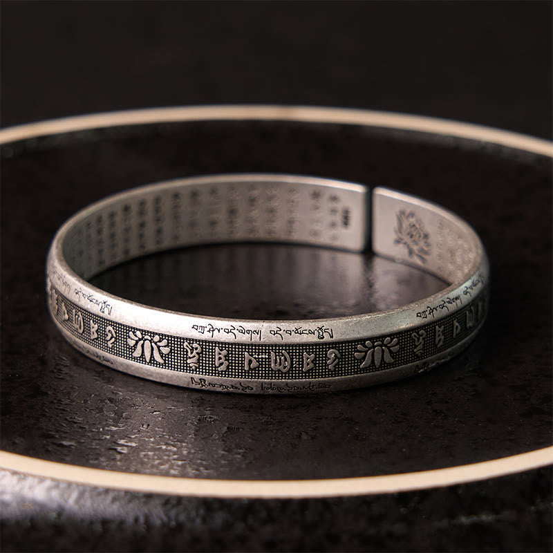 Brazalete con Buddha Stones Om Mani Padme Hum, corazón, Sutra, Mantra, loto, paz, meditación