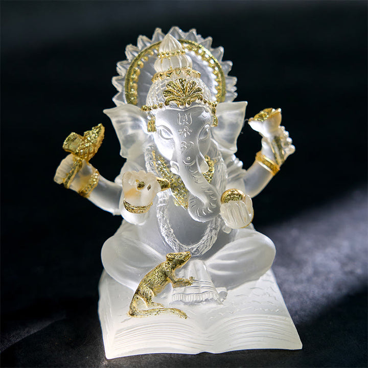 Estatua de elefante Ganesh Ganpati de Buddha Stones protectora para decoración del hogar - Blanco transparente - 6*6*9 cm - image 0