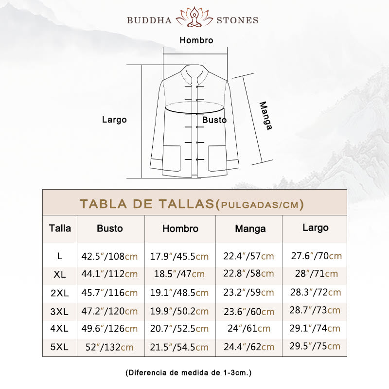 Conjunto de 2 Buddha Stones de traje zen Tang para hombre, camisa de manga larga con botones de rana y pantalones con bolsillos