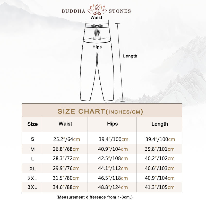 Pantalones harén de algodón liso con cordón y bolsillos para mujer con Buddha Stones - image 3