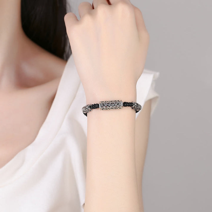 Pulsera trenzada de cobre con Buddha Stones, hilo negro tibetano, protección Om Mani Padme Hum Pixiu