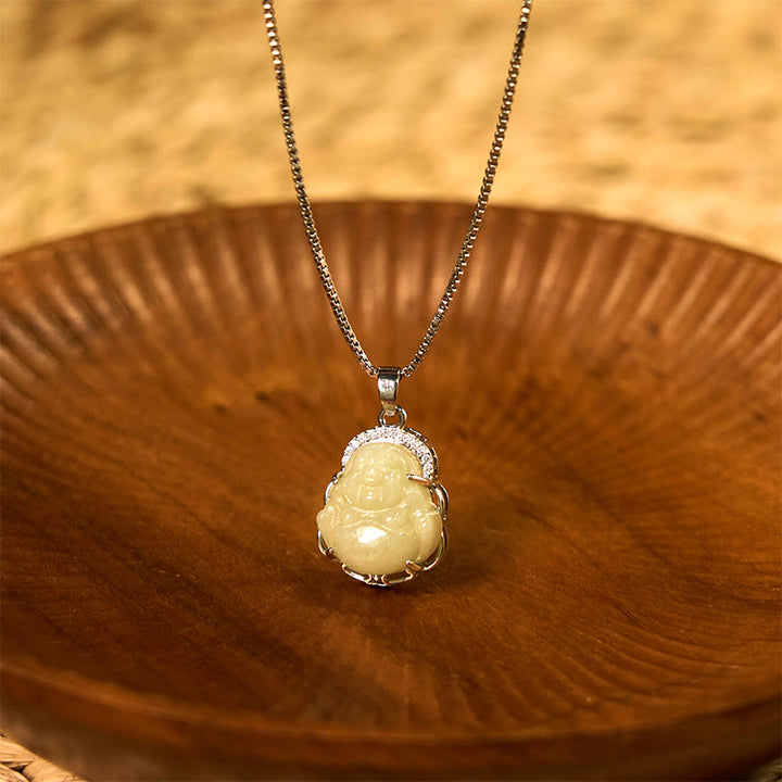 Buddha Stones sonriente de jade hetiano natural con piedras de Buda - Jade Hetian (Prosperidad ♥Abundancia) - image 1