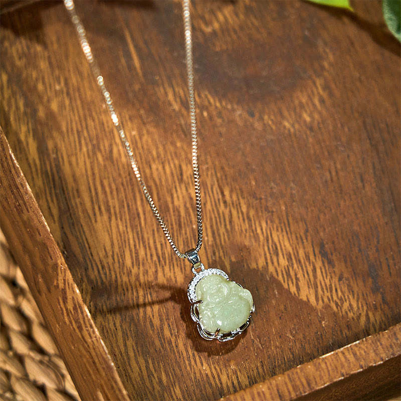 Buddha Stones sonriente de jade hetiano natural con piedras de Buda - image 2
