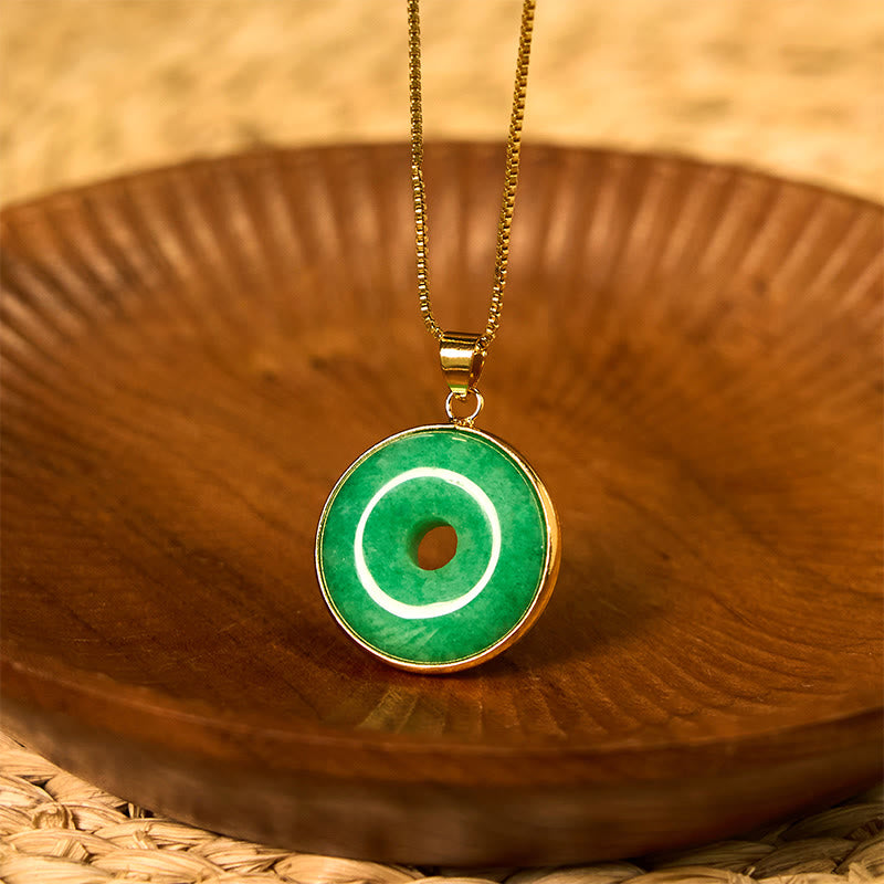 Collar con colgante de jade cian natural con Buddha Stones y hebilla de paz para la suerte y la curación