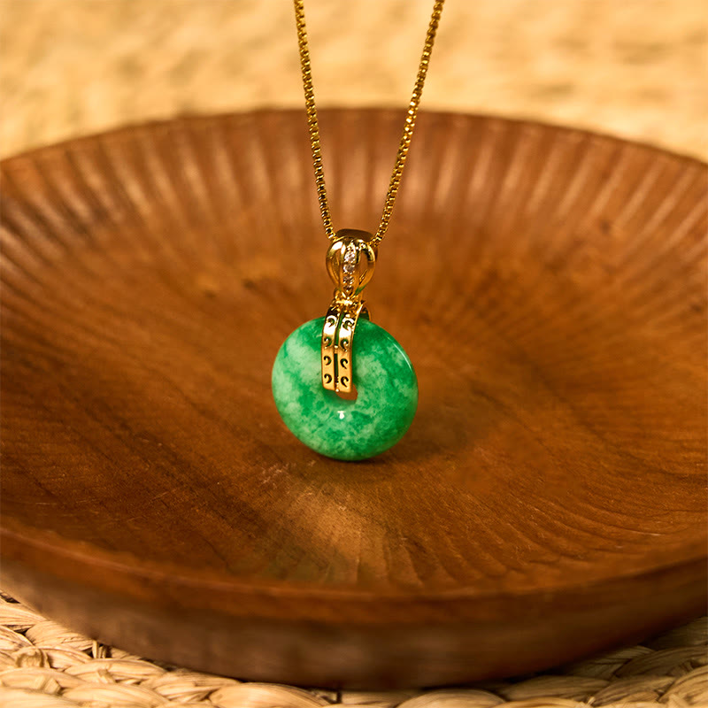 Collar con colgante de Buddha Stones, jade cian, hebilla de la paz, curación y suerte