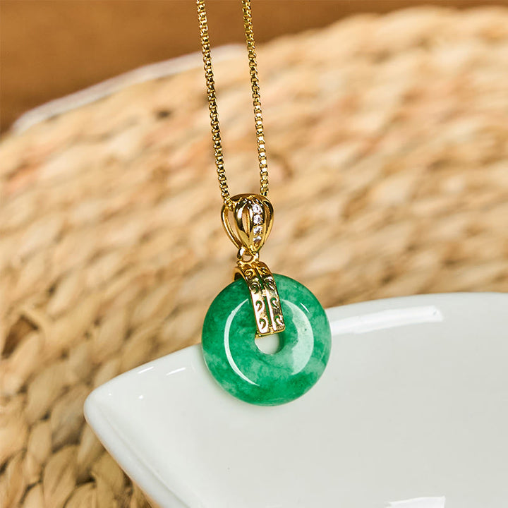 Collar con colgante de Buddha Stones, jade cian, hebilla de la paz, curación y suerte