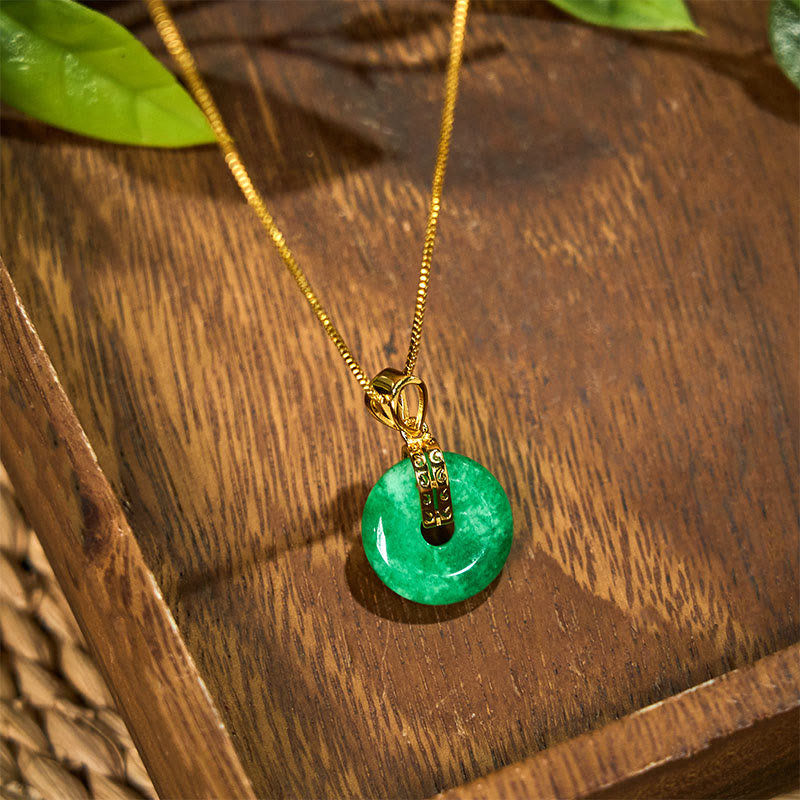 Collar con colgante de Buddha Stones, jade cian, hebilla de la paz, curación y suerte