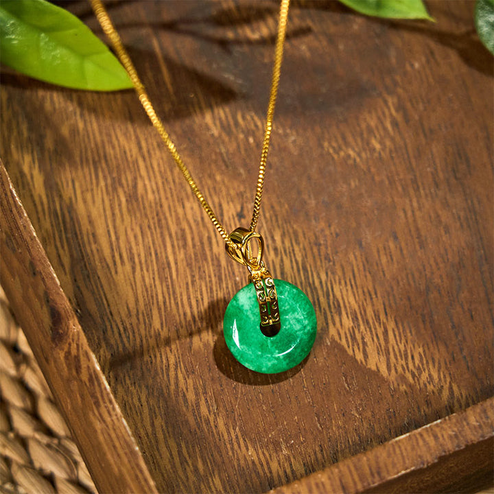 Collar con colgante de Buddha Stones, jade cian, hebilla de la paz, curación y suerte