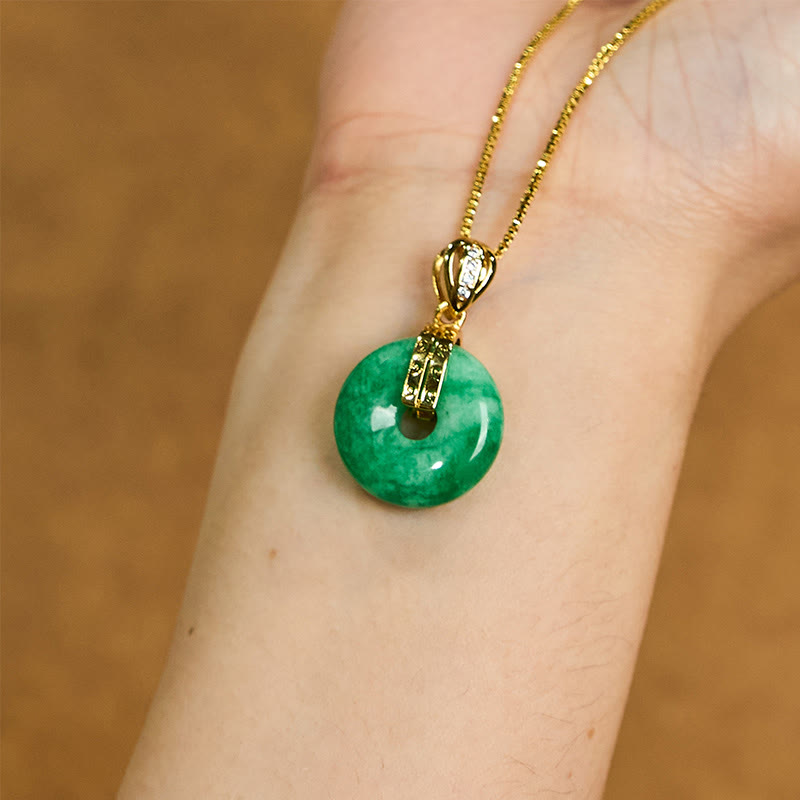 Collar con colgante de Buddha Stones, jade cian, hebilla de la paz, curación y suerte