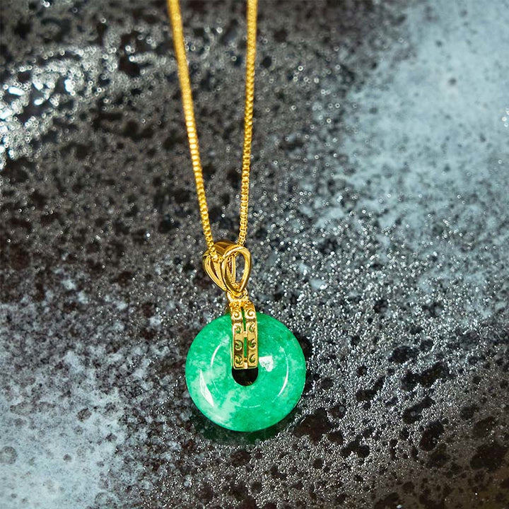 Collar con colgante de Buddha Stones, jade cian, hebilla de la paz, curación y suerte