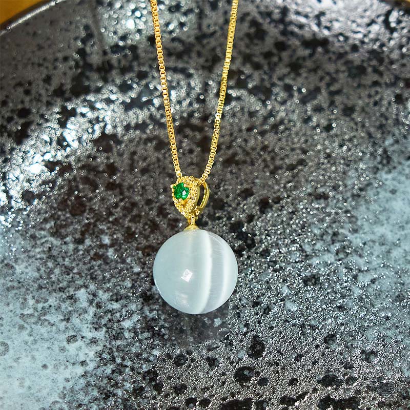 Buddha Stones Colgante de collar con forma de bola redonda de ojo de gato que inspira confianza - image 23