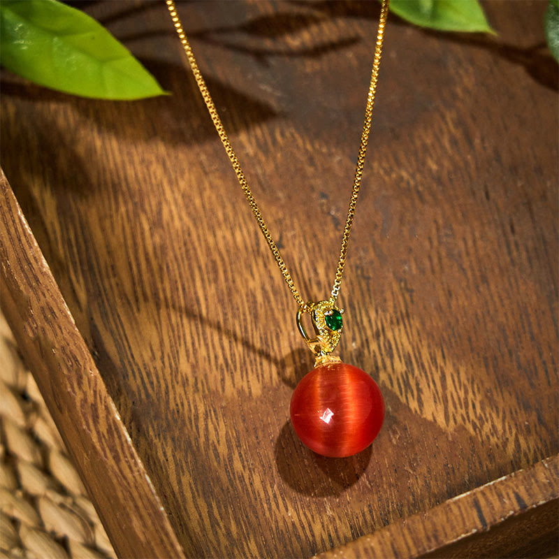 Buddha Stones Colgante de collar con forma de bola redonda de ojo de gato que inspira confianza - image 7