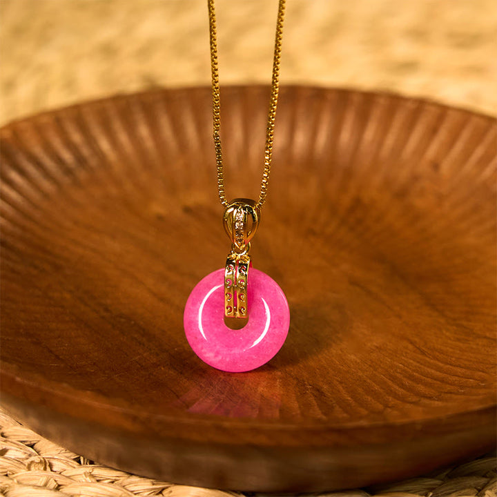 Collar con colgante de la felicidad y la paz con Buddha Stones de jade morado