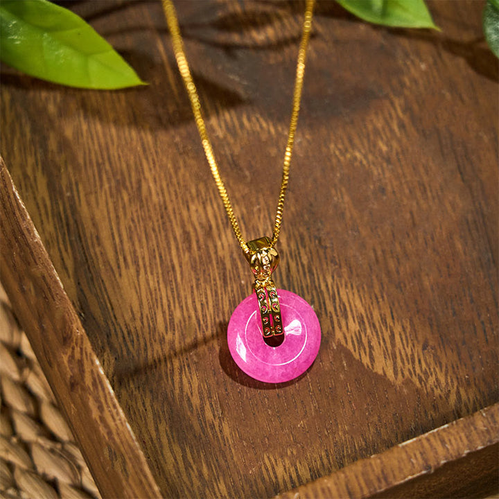 Collar con colgante de la felicidad y la paz con Buddha Stones de jade morado