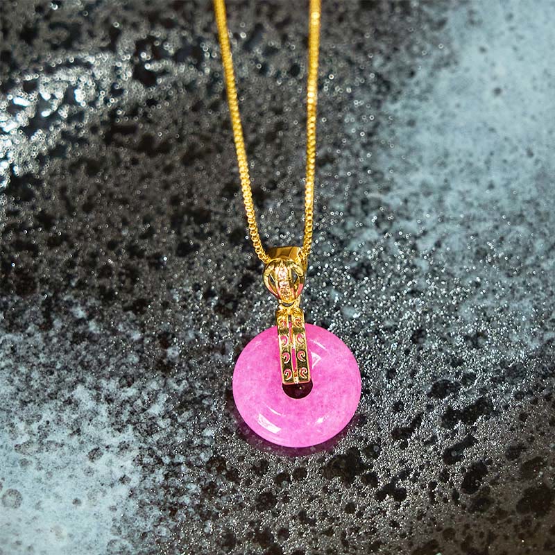 Collar con colgante de la felicidad y la paz con Buddha Stones de jade morado