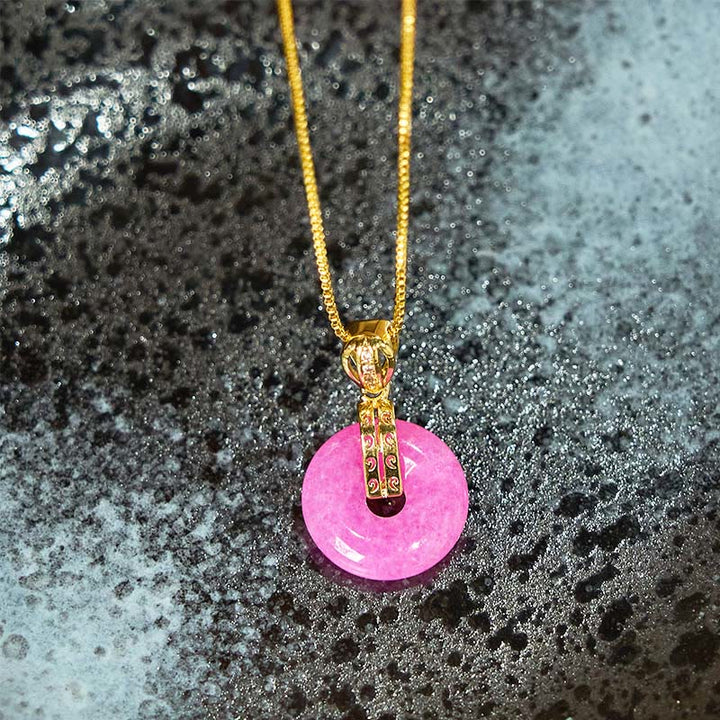 Collar con colgante de la felicidad y la paz con Buddha Stones de jade morado