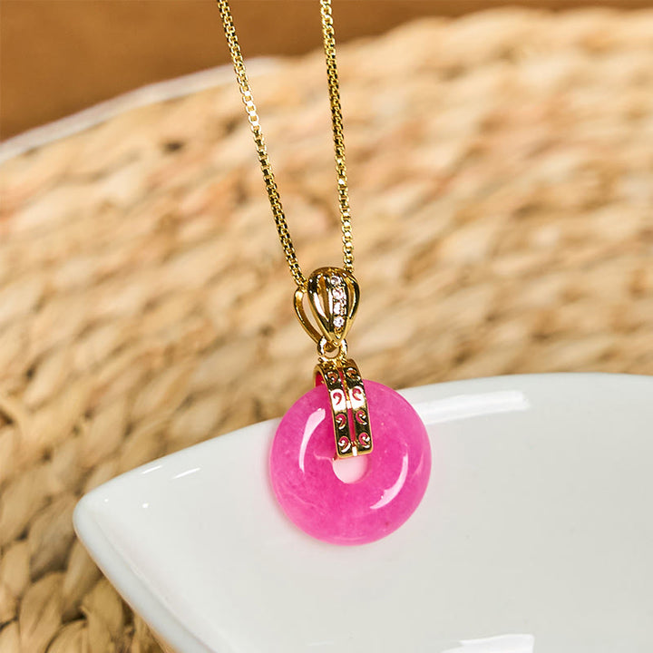 Collar con colgante de la felicidad y la paz con Buddha Stones de jade morado