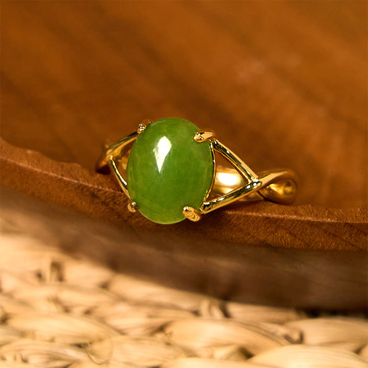 Anillo de abundancia con hebilla ajustable de aleación de jade natural y Buddha Stones