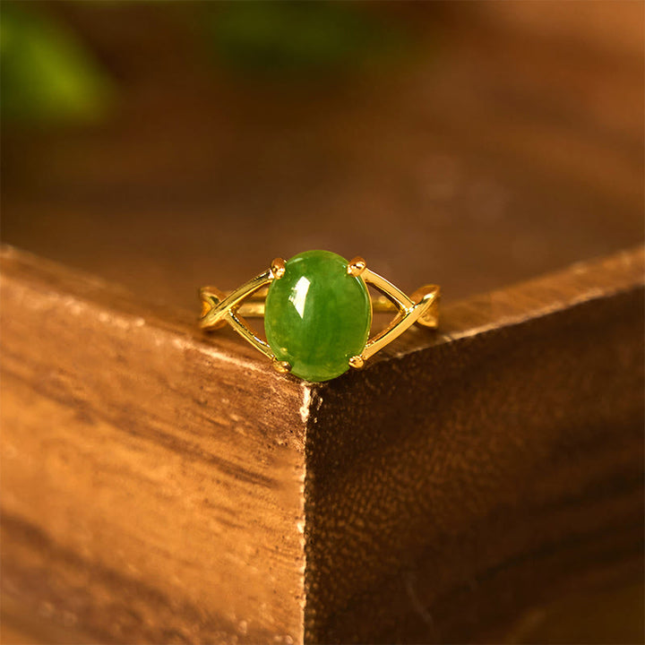 Anillo de abundancia con hebilla ajustable de aleación de jade natural y Buddha Stones