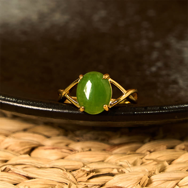 Anillo de abundancia con hebilla ajustable de aleación de jade natural y Buddha Stones