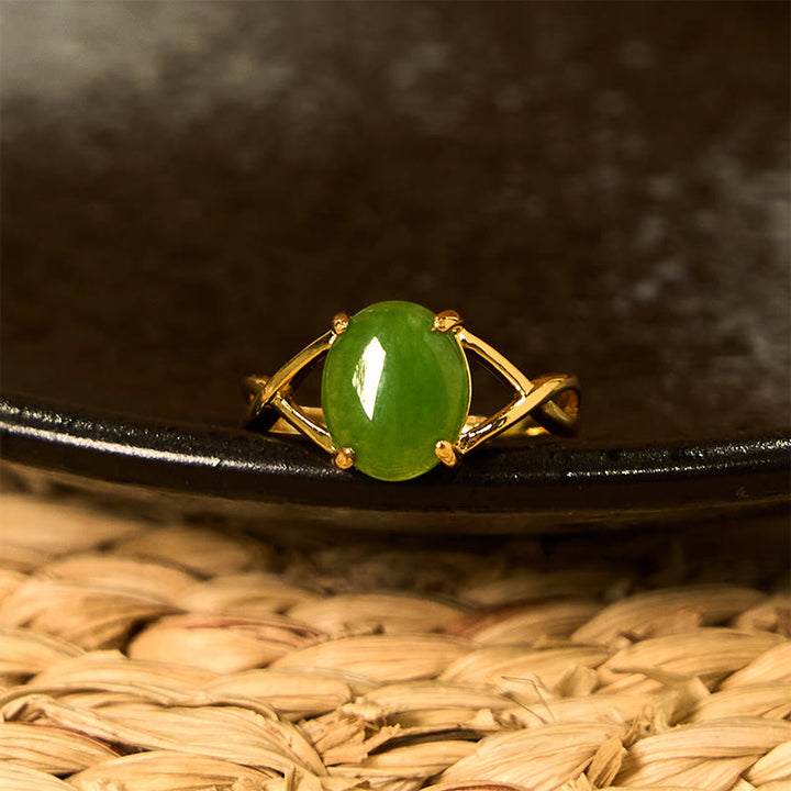 Anillo de abundancia con hebilla ajustable de aleación de jade natural y Buddha Stones