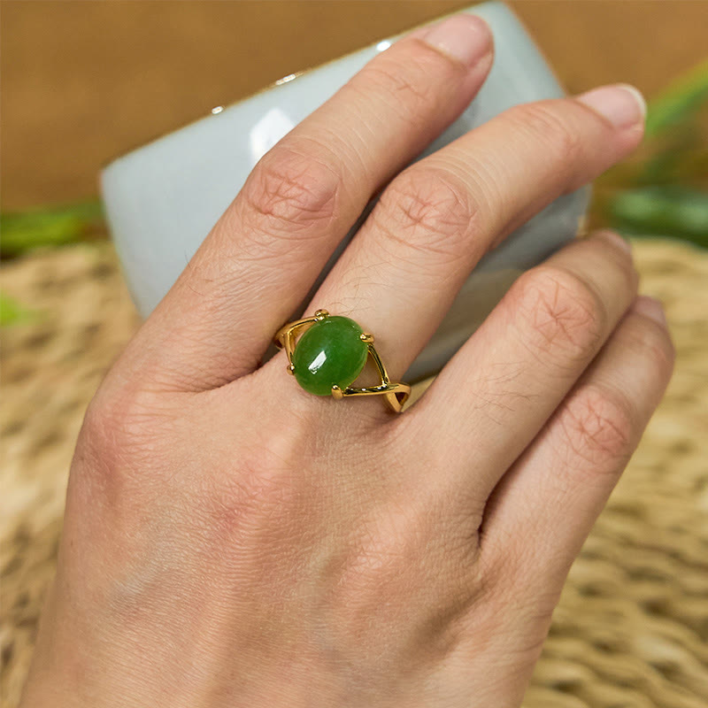 Anillo de abundancia con hebilla ajustable de aleación de jade natural y Buddha Stones
