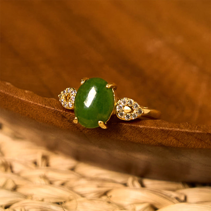 Anillo de prosperidad con hebilla ajustable de jade natural y Buddha Stones