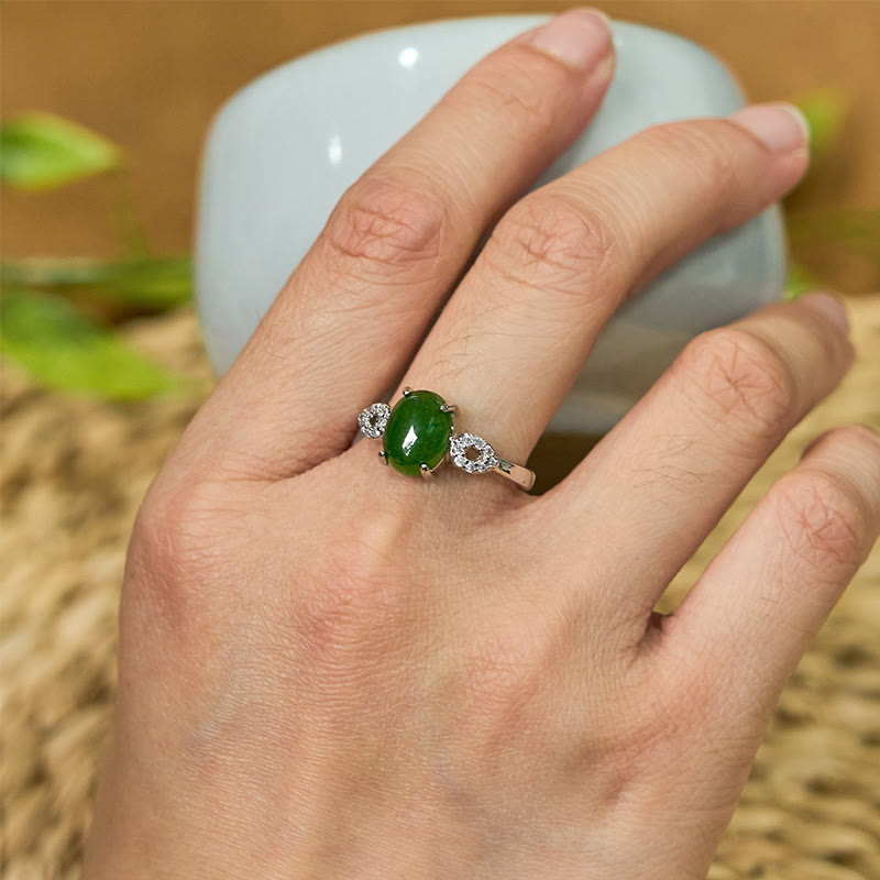 Anillo de prosperidad con hebilla ajustable de jade natural y Buddha Stones