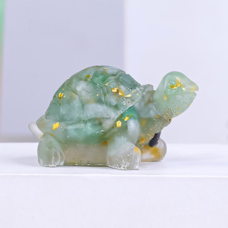 Estatua decorativa de tortuga pequeña de resina con grava de cristal natural de Buddha Stones - Aventurina verde (27 x 50 mm) - image 6