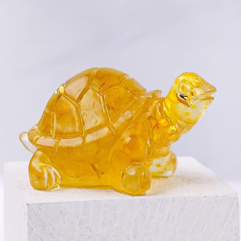 Estatua decorativa de tortuga pequeña de resina con grava de cristal natural de Buddha Stones - Citrino - image 19