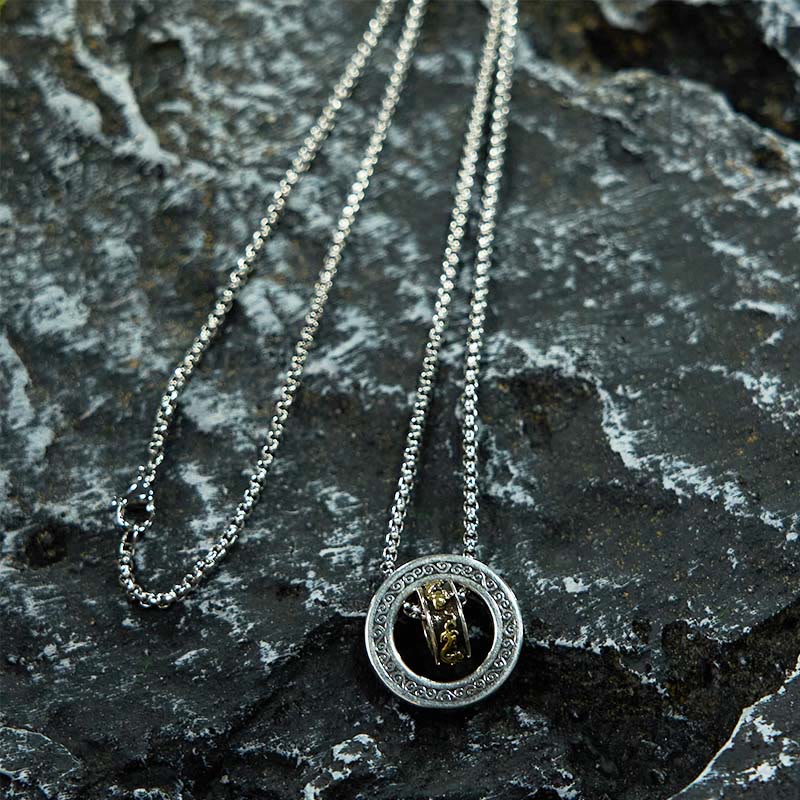 Collar con colgante giratorio de riqueza y hebilla de paz con doble anillo de Buddha Stones PiXiu - image 5