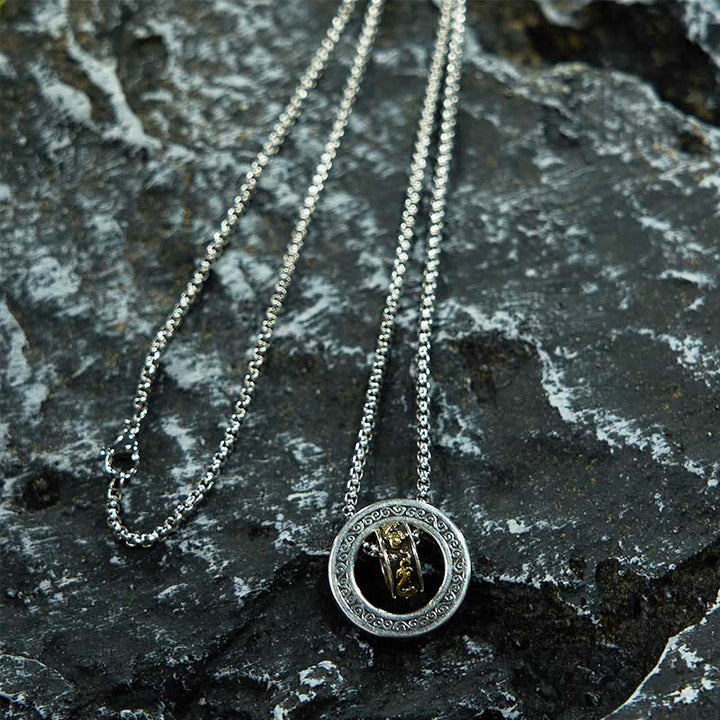 Collar con colgante giratorio de riqueza y hebilla de paz con doble anillo de Buddha Stones PiXiu - image 5