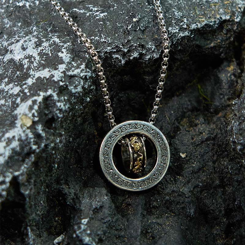 Collar con colgante giratorio de riqueza y hebilla de paz con doble anillo de Buddha Stones PiXiu - image 13