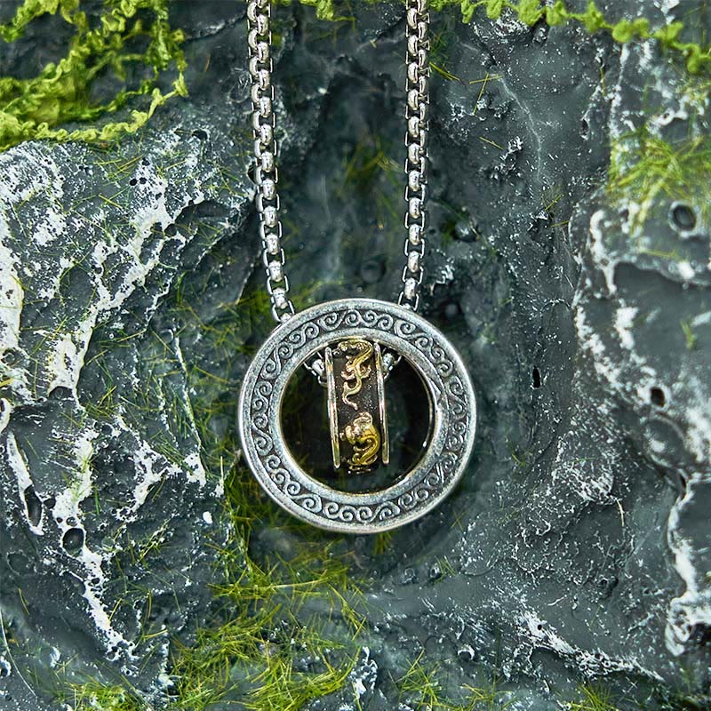 Collar con colgante giratorio de riqueza y hebilla de paz con doble anillo de Buddha Stones PiXiu - image 14