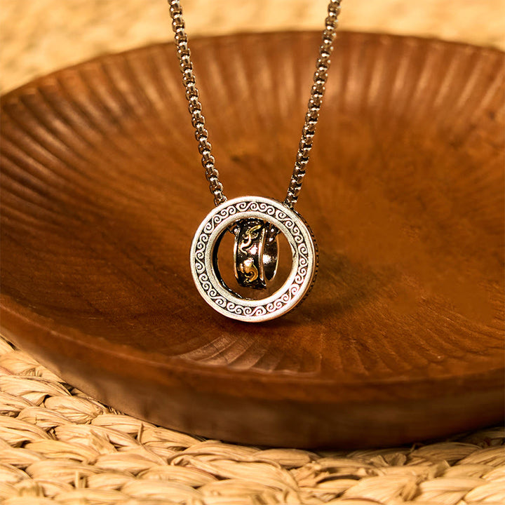 Collar con colgante giratorio de riqueza y hebilla de paz con doble anillo de Buddha Stones PiXiu - image 15