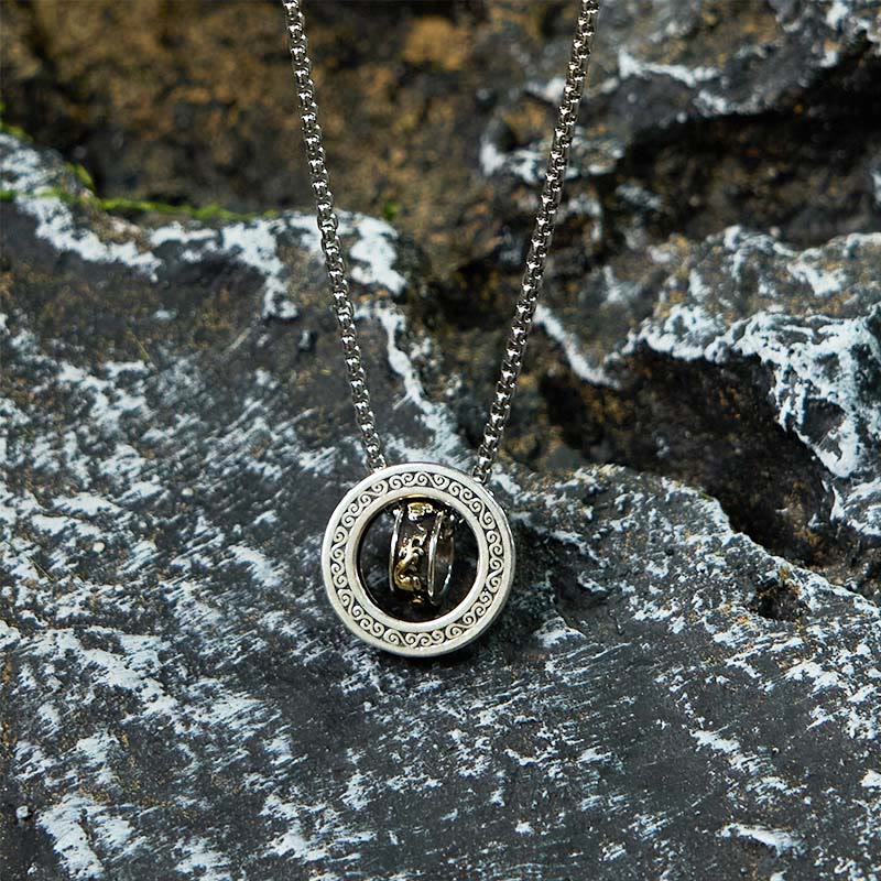 Collar con colgante giratorio de riqueza y hebilla de paz con doble anillo de Buddha Stones PiXiu - image 11