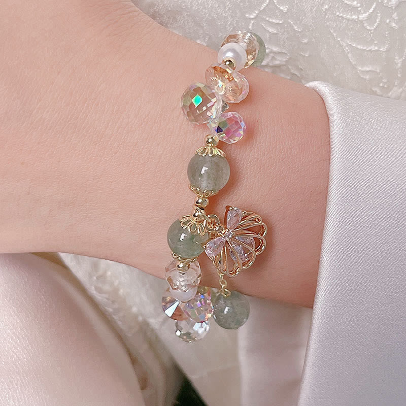 Pulsera positiva de concha de perla y cuarzo fresa natural de Buddha Stones