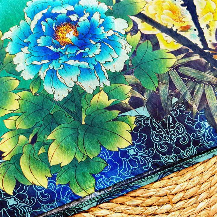 Camiseta Buddha Stones holgada de poliéster con estampado de flores de peonía de loto y cuello redondo para mujer, de media manga